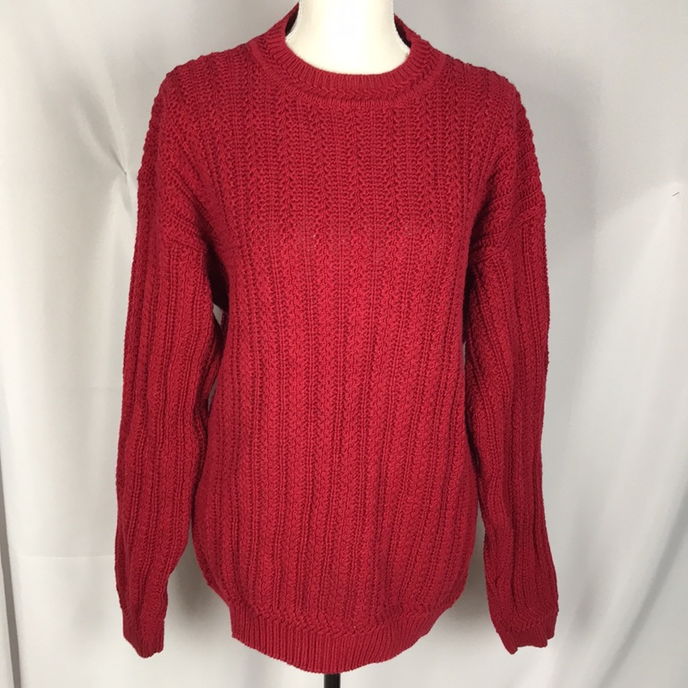 Basix Red Oversized Knit Sweater - Picture 2 of 7